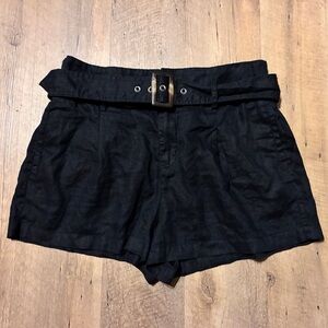 Christian Siriano High-Waist Linen Black Belted Women’s Shorts